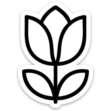 minimal outlined icon of a flower blooming, no fill, black lines sticker