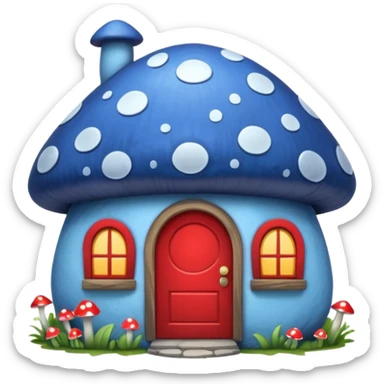 blue mushroom house sticker