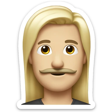 À m’en long straight blond hair  and a moustache sticker