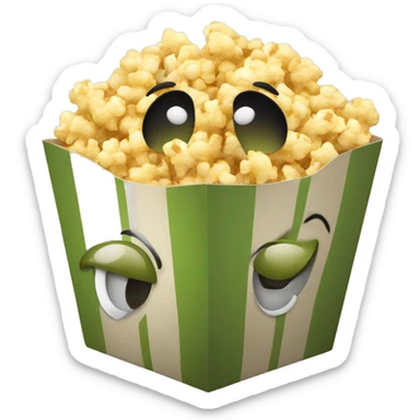 Olives in a popcorn box sticker