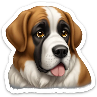 Saint Bernard Dog, head turned, whispering, sitting sticker