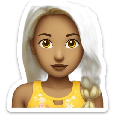 Girl with yellow skin in beach clothing sticker