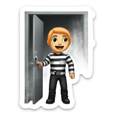 person leaving a jail cell sticker
