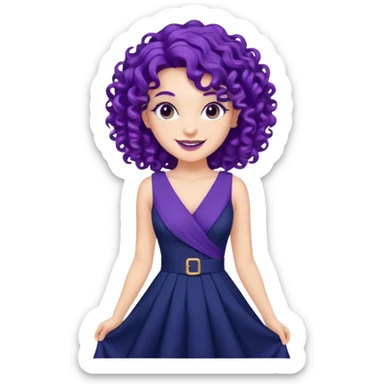 Fashion Model with Purple Curls, navy dress sticker