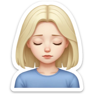 Girl showing sleepiness, pale skin tone, shoulder-length hair sticker