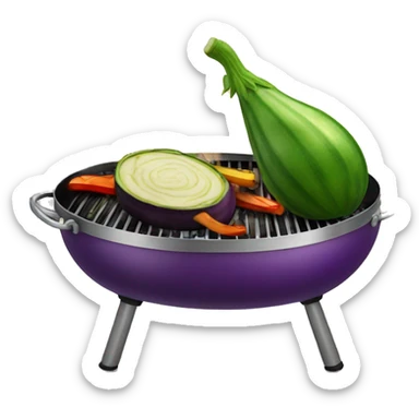 eggplant and zucchini on a bbq sticker