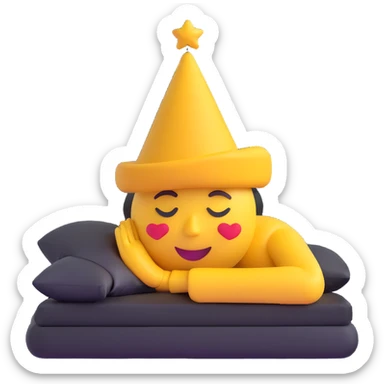 sleeping emoji with a pointed hat sticker