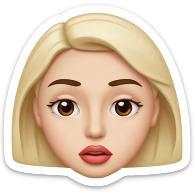 emoji sucking its lips in with one eyebrow up and the other one down sticker