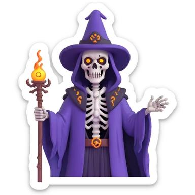 undead skeleton lich wizard with glowing eyes sticker