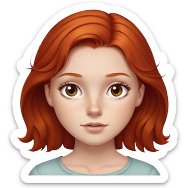 Redhead girl with dark brown eyes and freckles  sticker