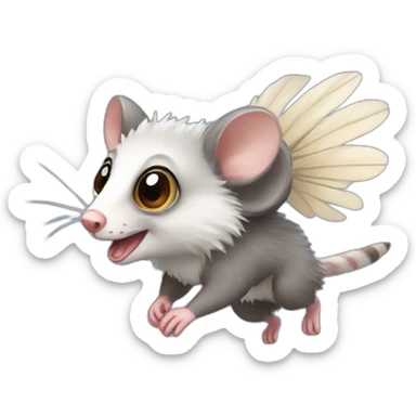 Adult wild opossum flying with wings  sticker