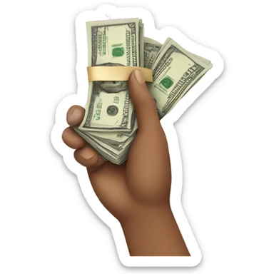Hand giving a stack of cash sticker