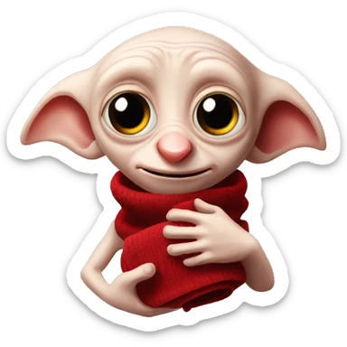 Dobby holds a red sock in his hand sticker