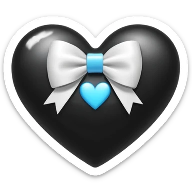 Emoji cuore nero con fiocco difianco bianco  sticker