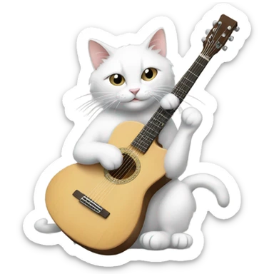 un gatto bianco che suona la chitarra sticker