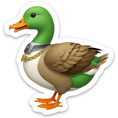 Green goose emoji, it's carrying a knife in it's teeth. Furiously running. Use 🪿 shape but color it bright green (#39C700) sticker