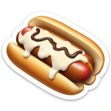 hot dog with mayonnaise and chocolate sticker