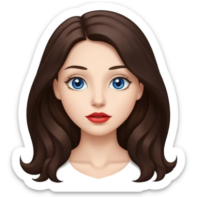 Woman with fair skin long brunette hair dark blue eyes and full lips sticker