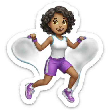 Girl jump roping sticker