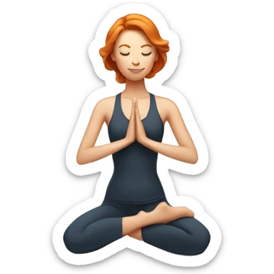 Ginger woman with in yoga pose sticker