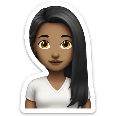 a girl with long black hair white-skinned sticker