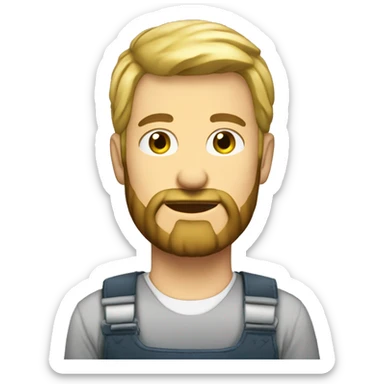 Homme aux yeux verts avec cheveux blond avec barbe et tenue de chantier sticker