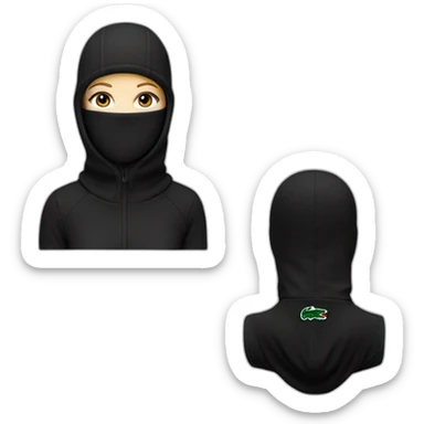 white girl lacoste balaclava black with lacoste sticker