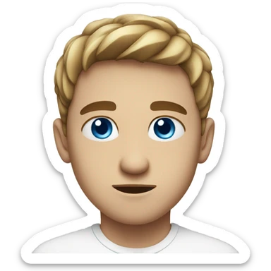 serious boy in white shirt with blue eyes sticker