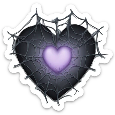 black heart covered in cobwebs  sticker