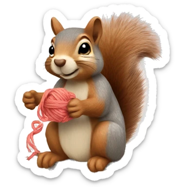 Squirrel with a yarn sticker