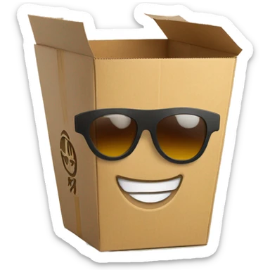Chinese take out food box with a face and sunglasses sticker