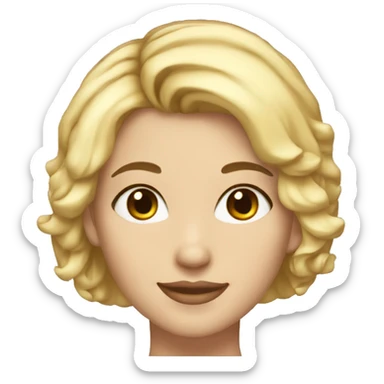 Beautiful girl with short blonde hair, thin lips, thin eyebrows, smiling. sticker