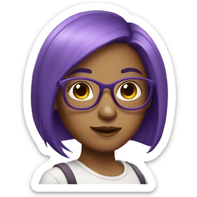 purple hair girl with glasses sticker