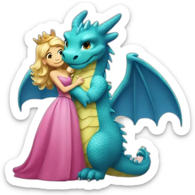 dragon hugging princess sticker