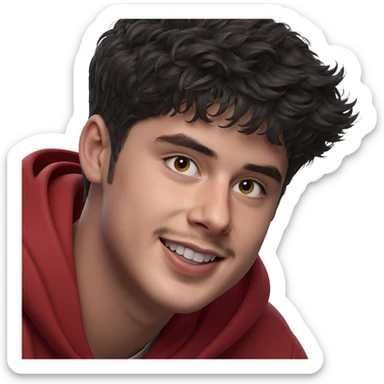 smiling boy in red hoodie sticker