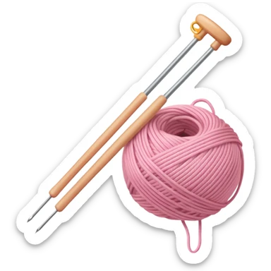 Knitting needles & light pink yarn sticker