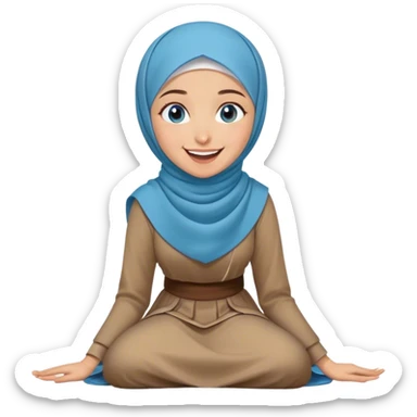 Turkish beautiful finish Konya girl blue eyes with hijab and islamic dress she’s Rolling on the Floor Laughing  sticker