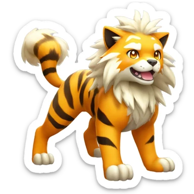 Colorful Shiny Kawaii Cute Tiger-Arcanine—Fakémon-Pokémon full body sticker