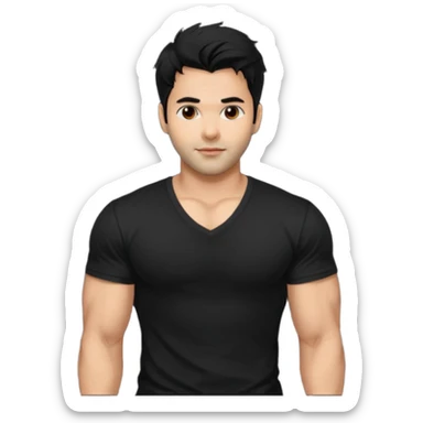 generate a pretty bratz Varun Dhawan with 
Make him wear a black v neck tshirt. muscular but still lean
He shoudl look exactly like VArun DHawan.  messy black hair sticker