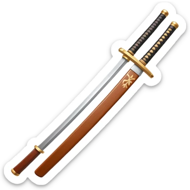 samurai training wooden sword object icon, traditional bokken, smooth polished wood, katana shape, simple guard, 3D cartoon, mobile game icon style, centered, clean background, soft shadow, no text, no watermark
 sticker