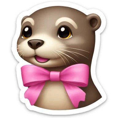 An otter with a pink bow  sticker