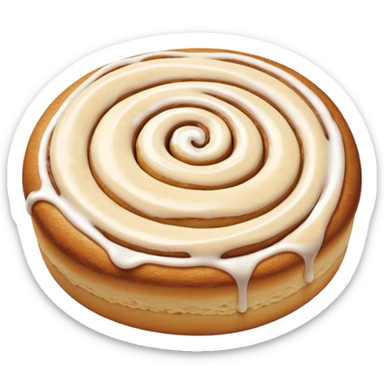 a cinnamon roll single layer cookie with only 2 swirls and full glaze sticker