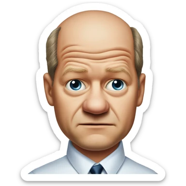 photorealistic Olaf Scholz shrugs guiltily sticker