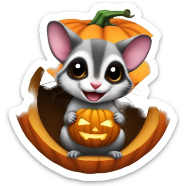 sugar glider inside a jack-o-lantern sticker