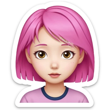 emoji An Asian girl with  pink hair, big eyes,sweet
 sticker