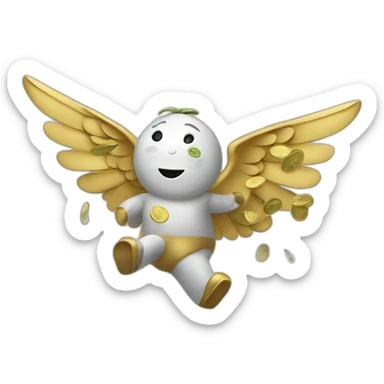 money flying with wings sticker
