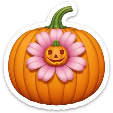 pastel pink orange halloween  flower pumpkin choker sticker