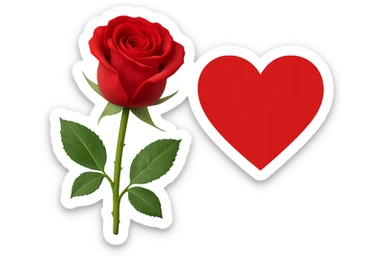 rose with a heart sticker
