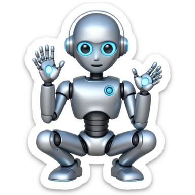 cute robot doing a thinking pose sticker