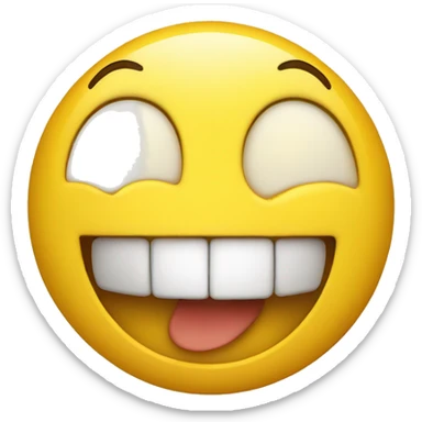 smiling emoji with yellow bone in its mouth sticker